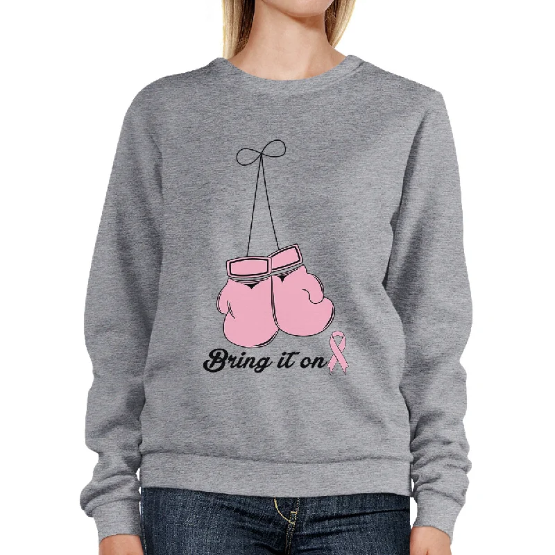 Shop and Save Bring It On Breast Cancer Awareness Boxing Grey SweatShirt