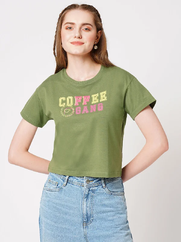 Year-End Deals Women Typography Athleisure Slim Fit Crop Top