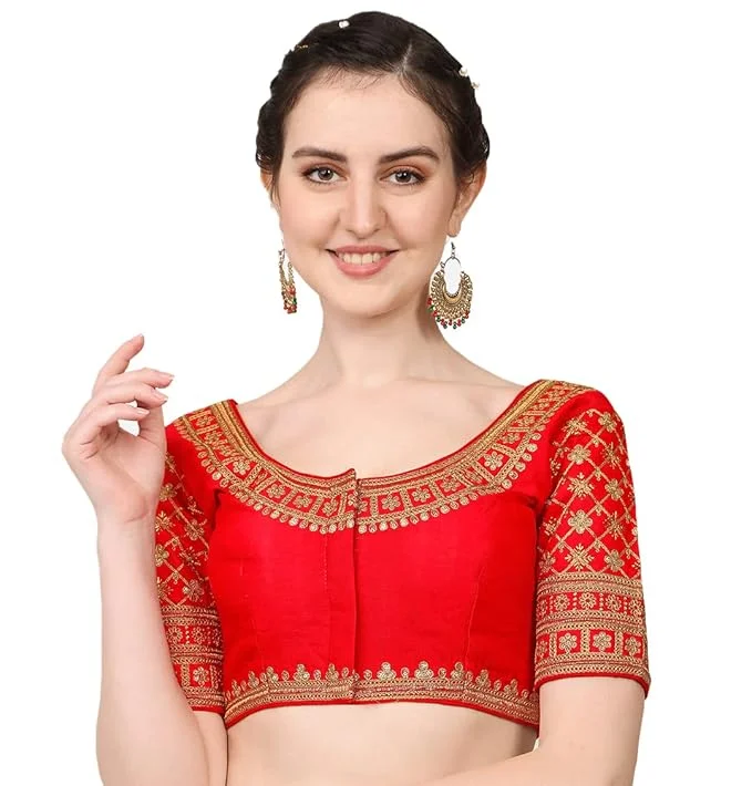 Weekend Savings Sensation Women's Red Silk Readymade Blouse