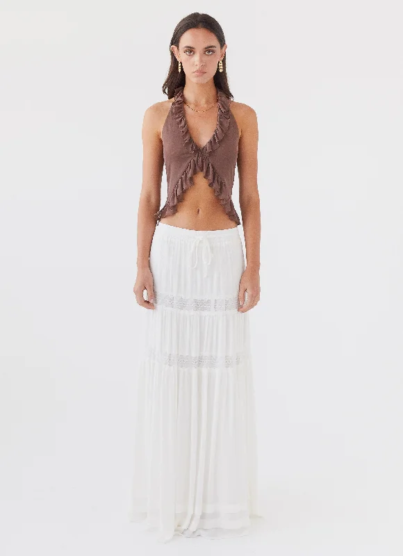Flash Sale Tanya Mesh Frill Top - Chocolate