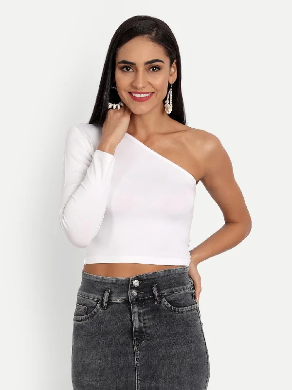Limited Quantity Regan White One Shoulder Top