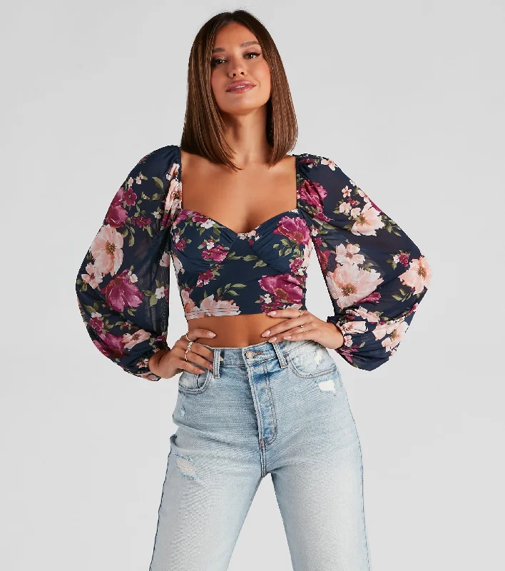 Weekend Specials Just for You Flirty Floral Mesh Bustier