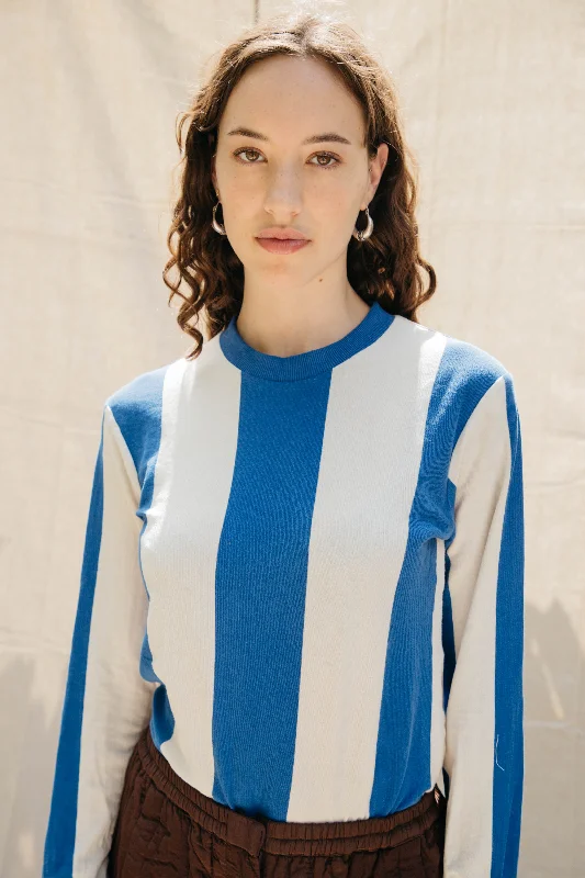 Reduced Rates Copa Striped Long Sleeve T - White/Cobalt