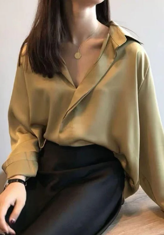 Can't Miss Olive Satin Blouse