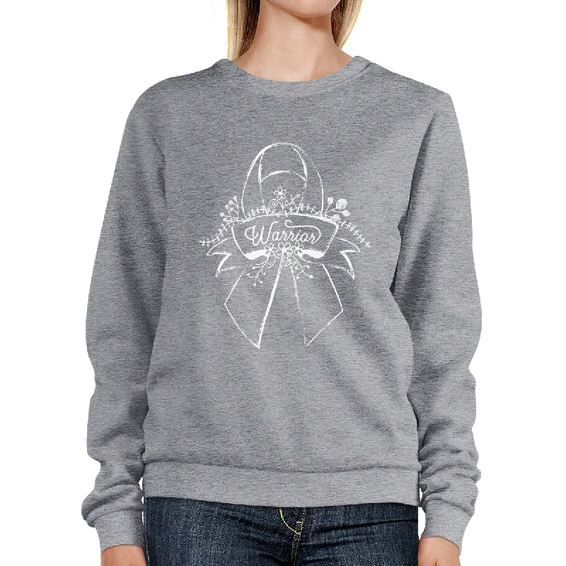 Hurry In Warrior Breast Cancer Awareness Grey SweatShirt