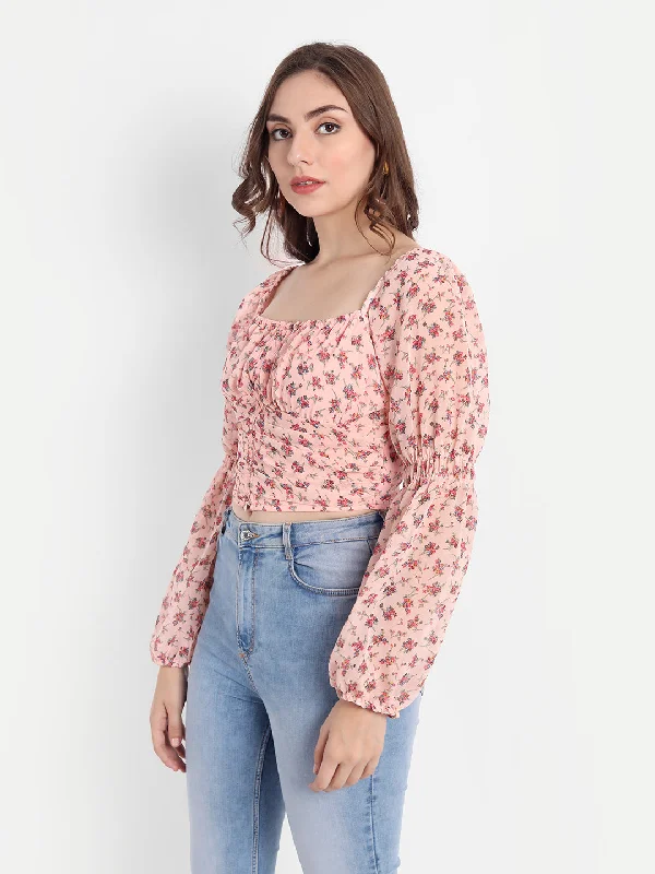 Final Sale Spring fling beige floral top