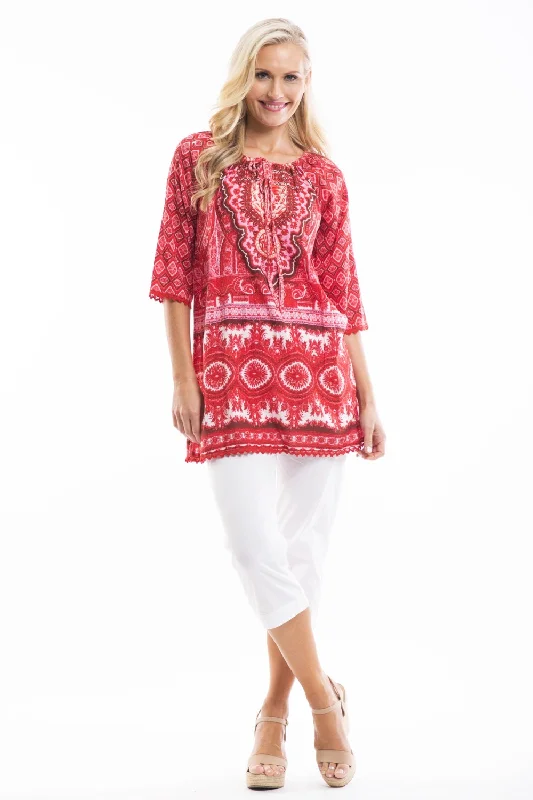 Low Price Red White Moroccan Tunic