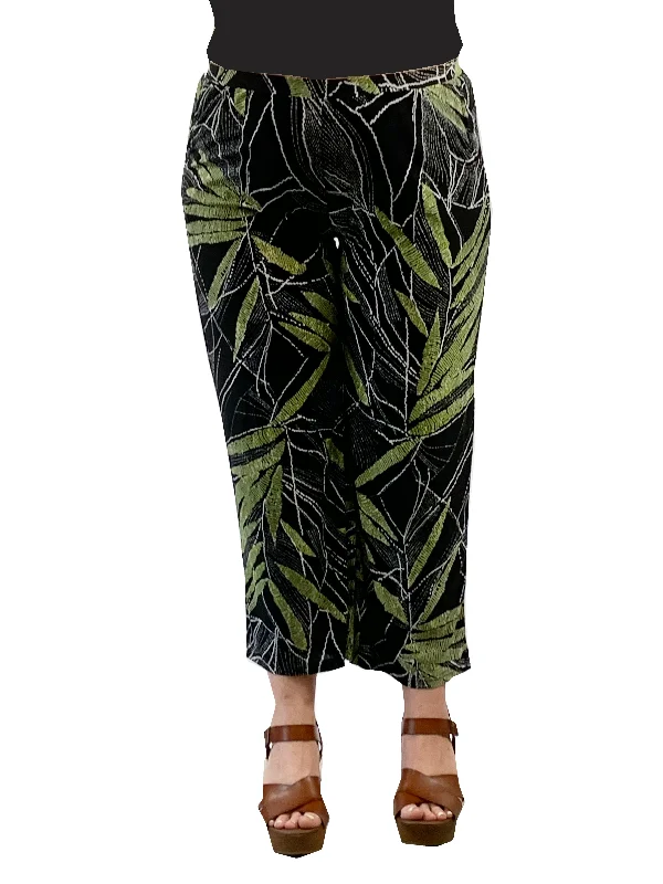 Steals and Deals Plus Size La Cera Savannah Palm Print Cropped Pant