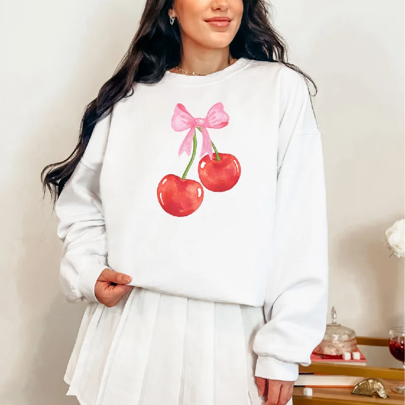 Overstock Sale Cherry Bow Graphic Sweatshirt