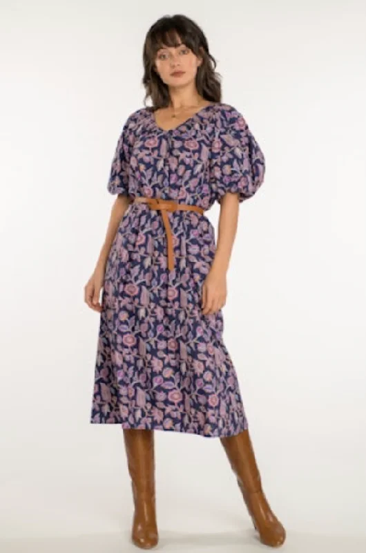 Price Drop Elizabeth James Penny Dress NAVY CACTUS FLOWER