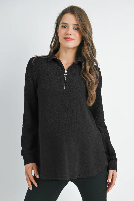 Discount Deals Quarter Zip Pull Over V Neck Maternity Knit Top