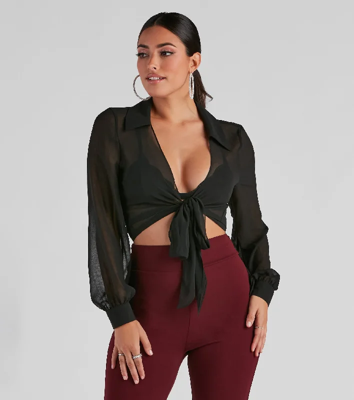 Savings Bonanza Chic Style Moves Tie-Front Top