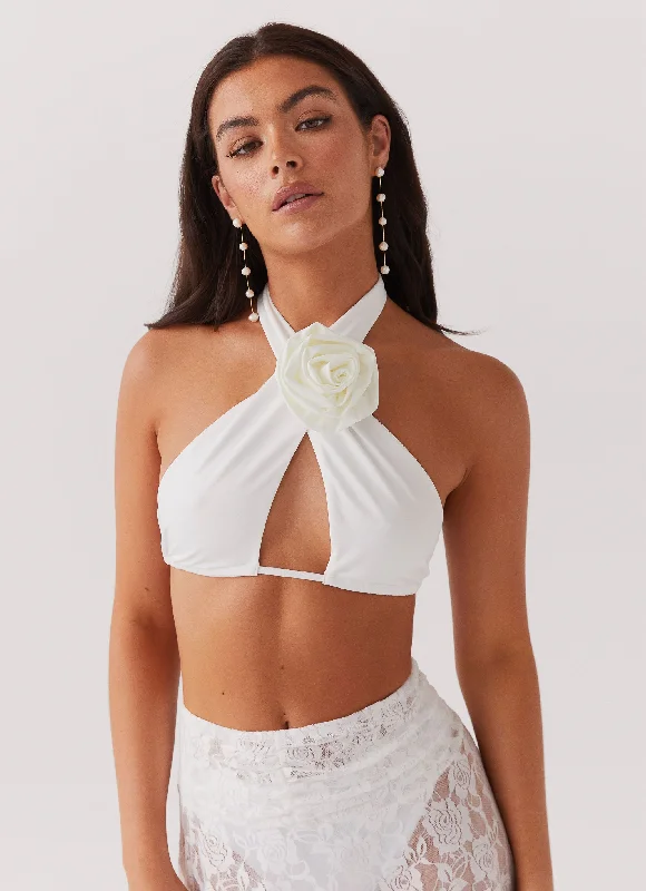 YEAR-End Sale Lori Crossover Crop Top - White