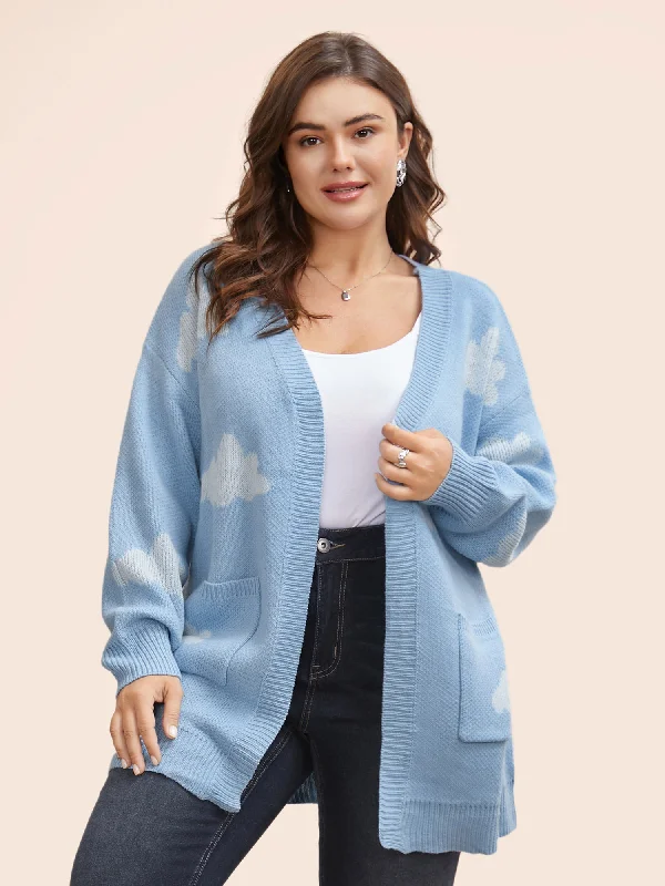 Weekend Deals That Amaze Cloud Drop Shoulder Patch Pocket Cardigan