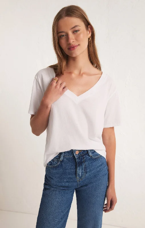 Great Deal Z Supply Girlfriend V Neck Tee - WHITE