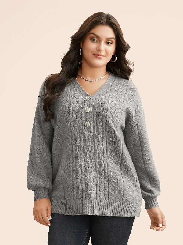 Savings Soar This Weekend Supersoft Essentials Cable Knit Button Up Pullover
