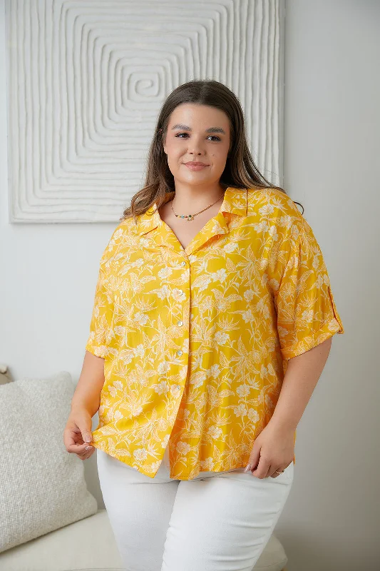 Don't Wait Clementine Floral Button Up Blouse