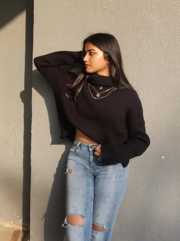 Fantastic Savings Ivana black oversized polo neck jumper