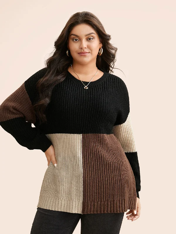 Midnight Madness Colorblock Contrast Drop Shoulder Pullover