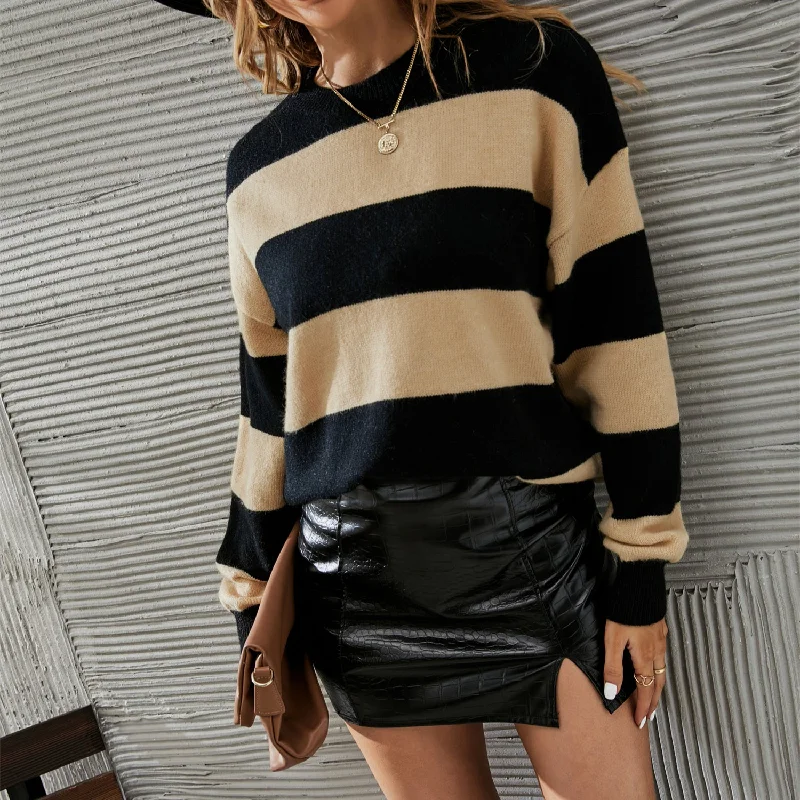 Fantastic Savings Striped Fashion Crew Neck Wholesale Sweater