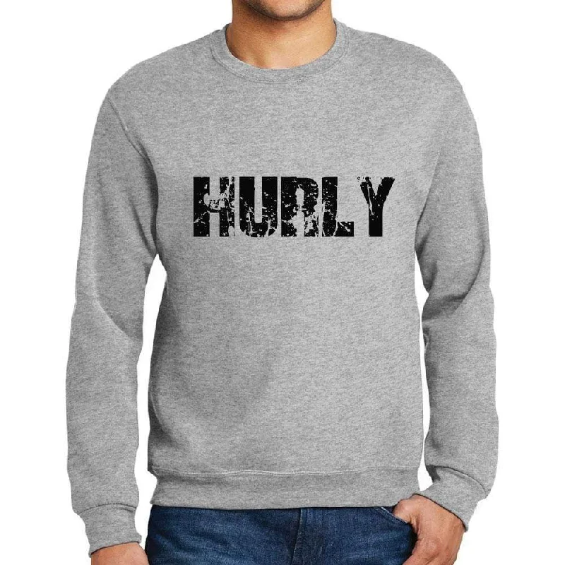 Weekend Deals That Sizzle Men's Printed Graphic Sweatshirt Popular Words HURLY Grey Marl