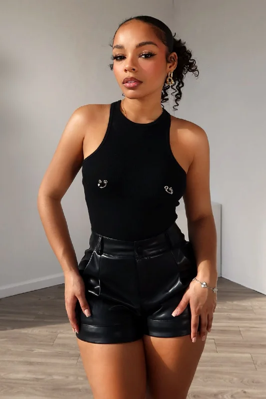 Deal of the Day Stunning Piercing Detail Ribbed Top