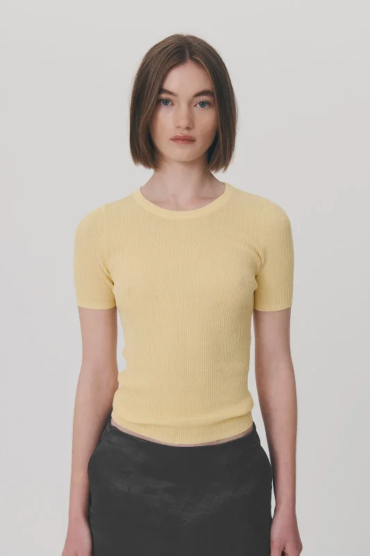 Stock Clearance Rib Knit Tee Butter
