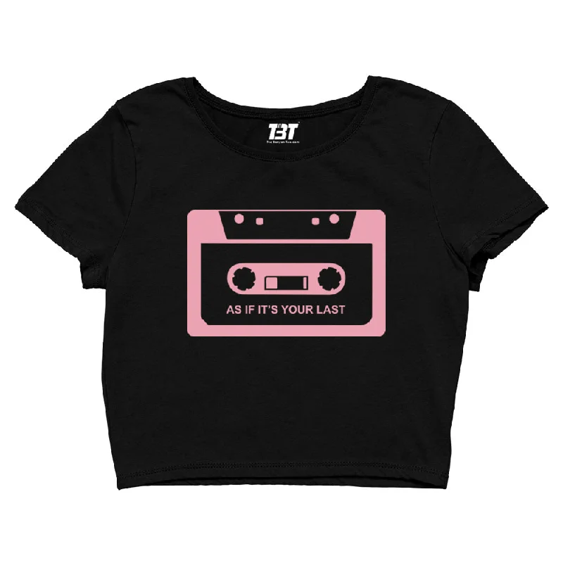 Seasonal Sale Black Pink Crop Top - As If It's Your Last