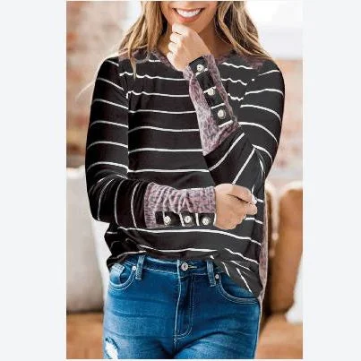 Weekend Discounts to Delight Leopard Print Patchwork Tops For Women Wholesale Clothing