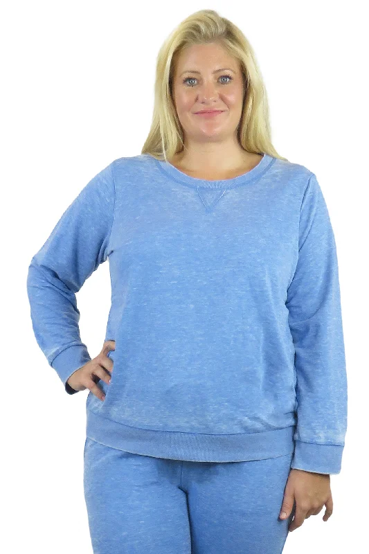 Inventory Reduction Plus Size Heathered Crew Neck French Terry Sweatshirt