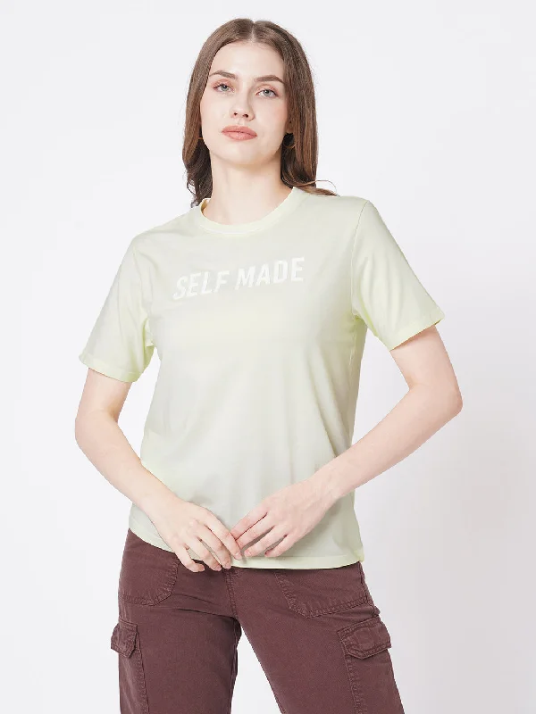 Markdowns Women Slim Fit Yellow Cold Dye Boxy T-Shirt