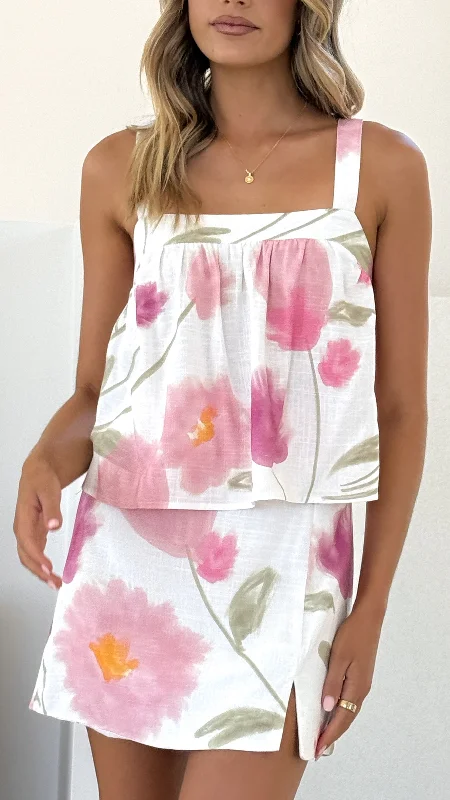 Celebrate the Weekend with Discounts Talisha Top and Mini Skirt Set - Blossom