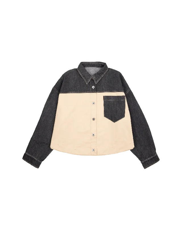 Super Sale Denim Mix Twill Square Cut Jacket