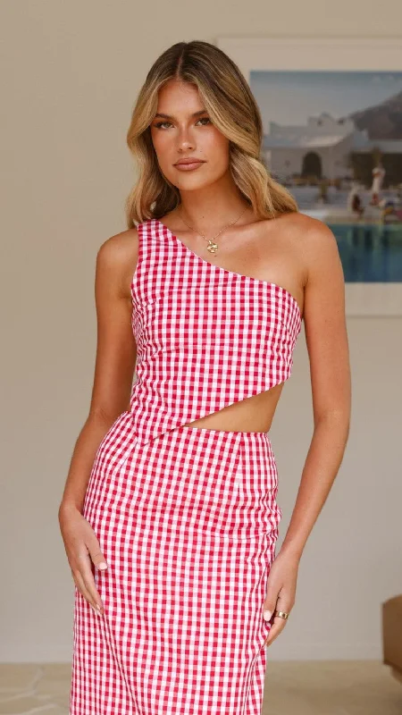 Limited Edition Jalena One Shoulder Top - Picnic Red