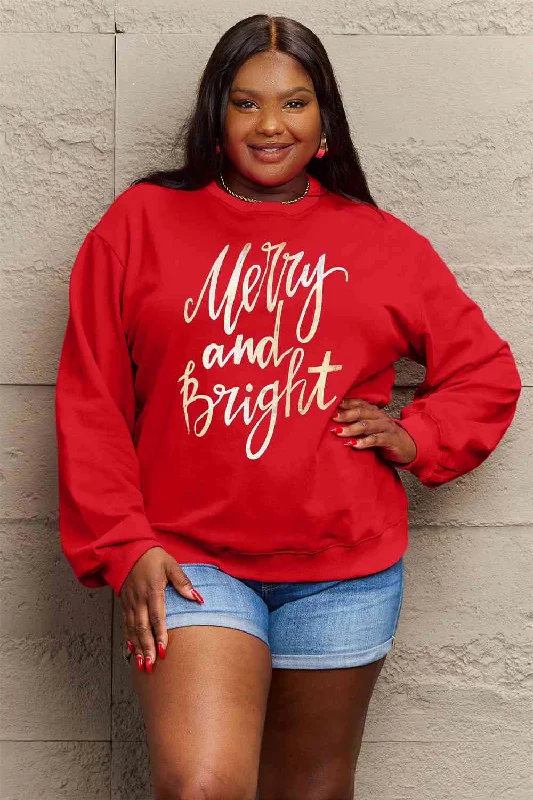 Super Discount MERRY AND BRIGHT Graphic Sweatshirt