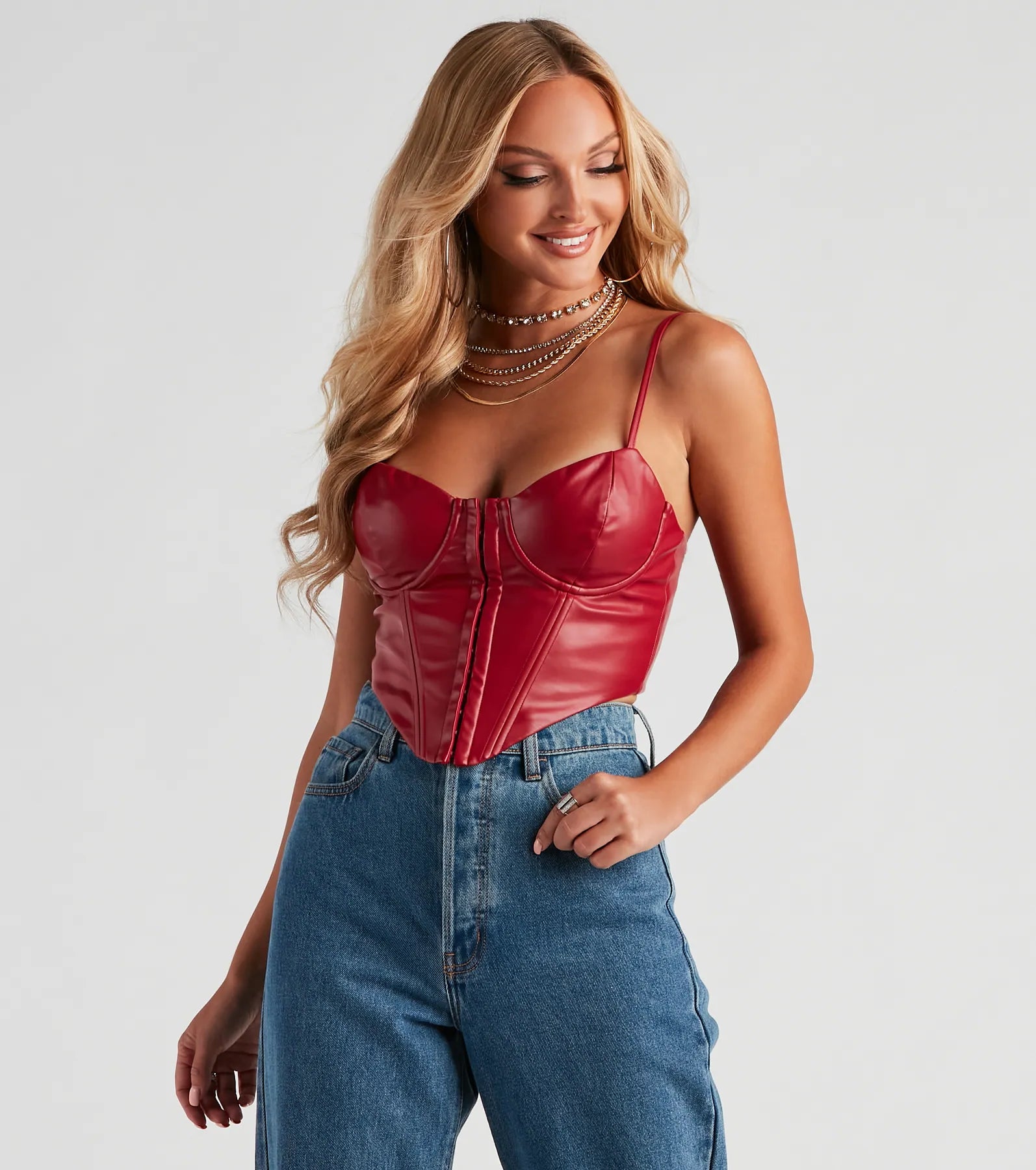 Weekend Bargains to Enjoy High Roads Faux Leather Corset Crop Top