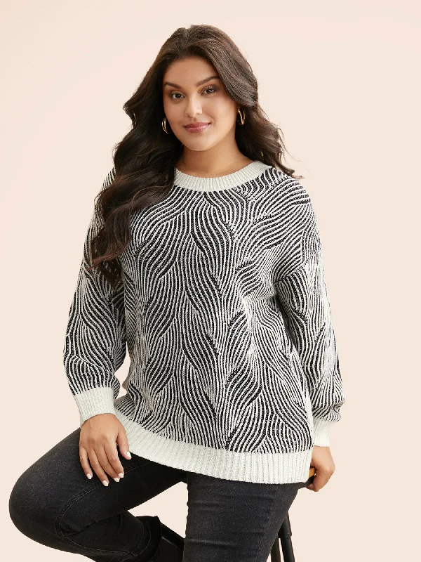Epic Value Texture Contrast Round Neck Pullover