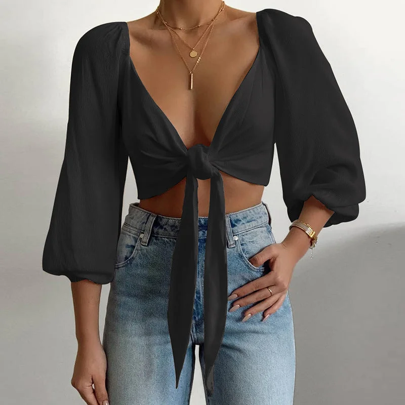 Today’s Deal Sexy Short Solid Color Long-Sleeve Tube Top Cardigan Wholesale Womens Tops