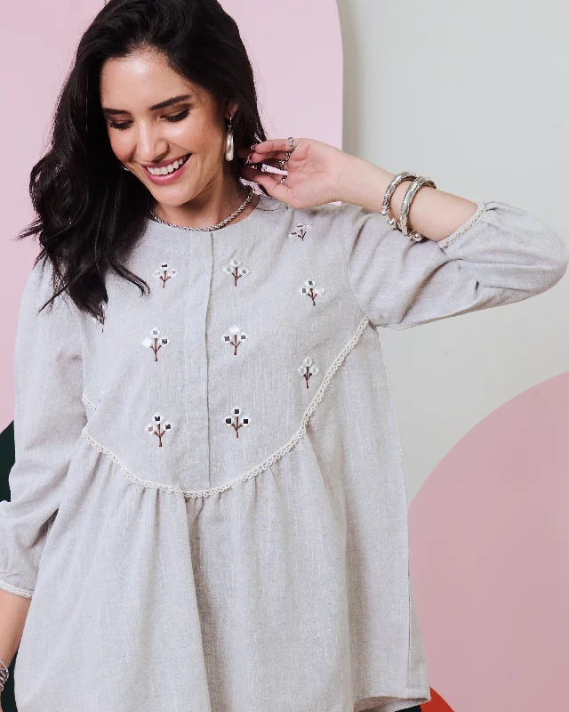 Limited Time Pakhi Grey Mirror Embroidered