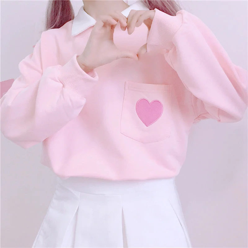 Weekend Discounts to Relish Cute Love Embroidered Sweatshirt AD10352