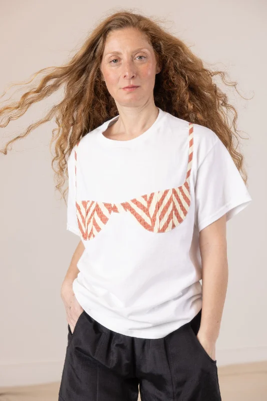Weekend Wonders Await! Florida Woman Appliqué T  - White/Sienne Chevron