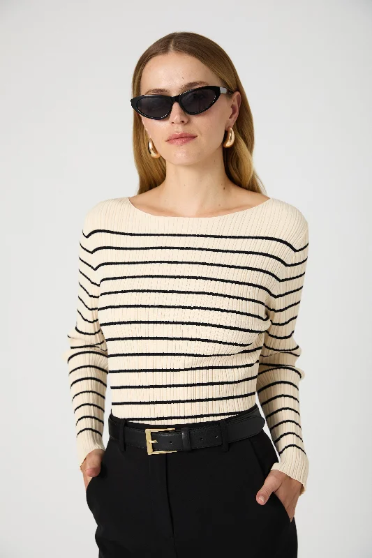 Closeout Stripe Crinkle Knit Top