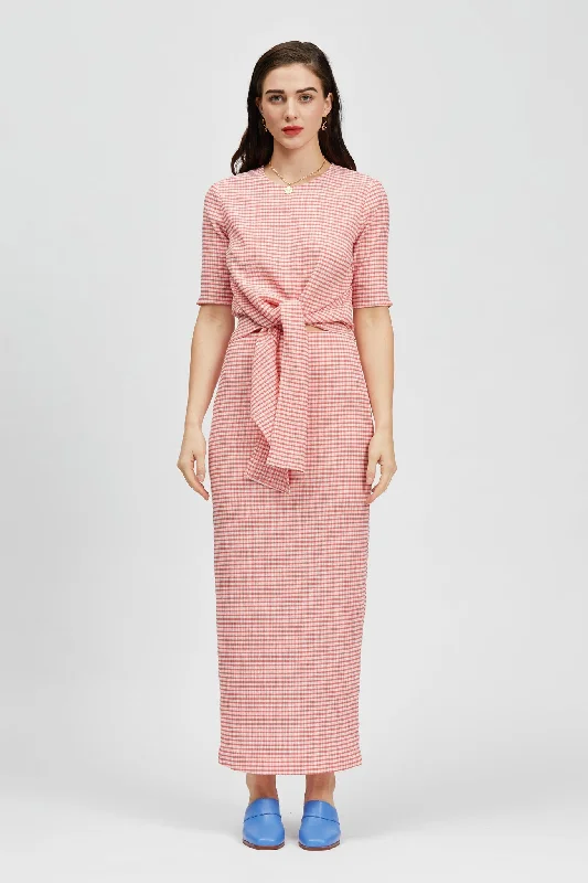 Unwind with Weekend Discounts Ver Top Pink/White Check