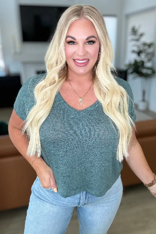 Stock Up Classic Comfort V-Neck Top in Ash Jade