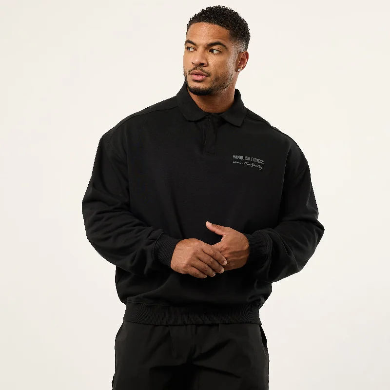 Weekend Bargains to Grab Vanquish Black Signature Oversized Polo Sweatshirt