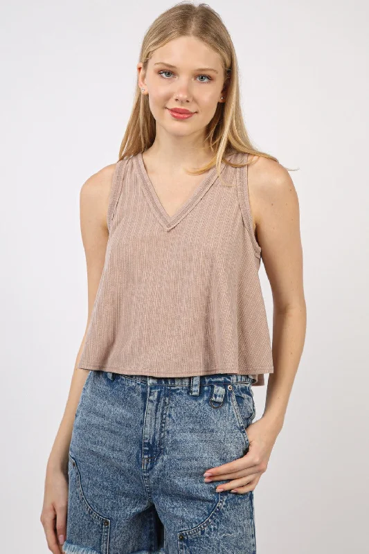 Bargain Prices VERY J V-Neck Knit Swing Cropped Tank