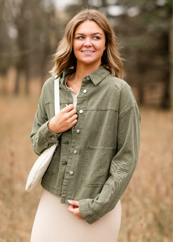 Weekend Deals That Dazzle Kai Olive Cotton Twill Utility Jacket