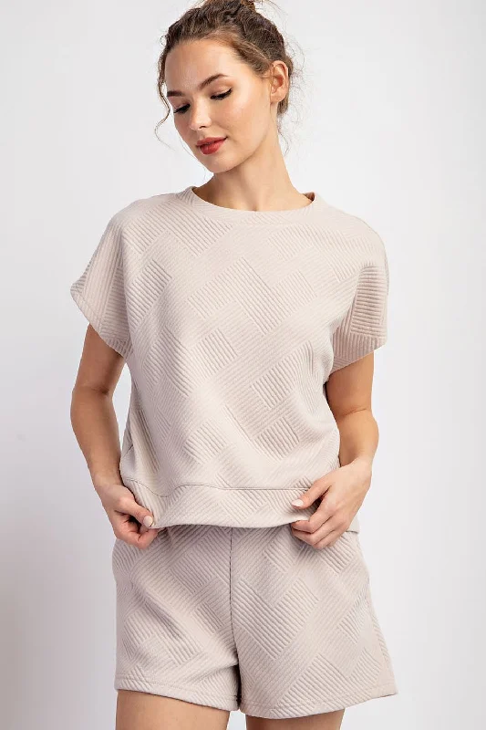 Overstock Sale ee:some Textured SS Top - SAND