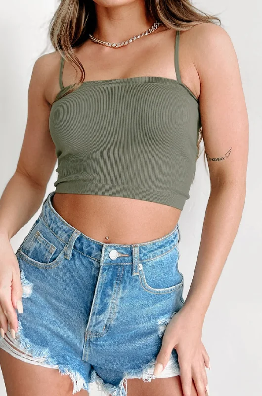 Best Seller Tinsley Ribbed Crop Top (Army Green)