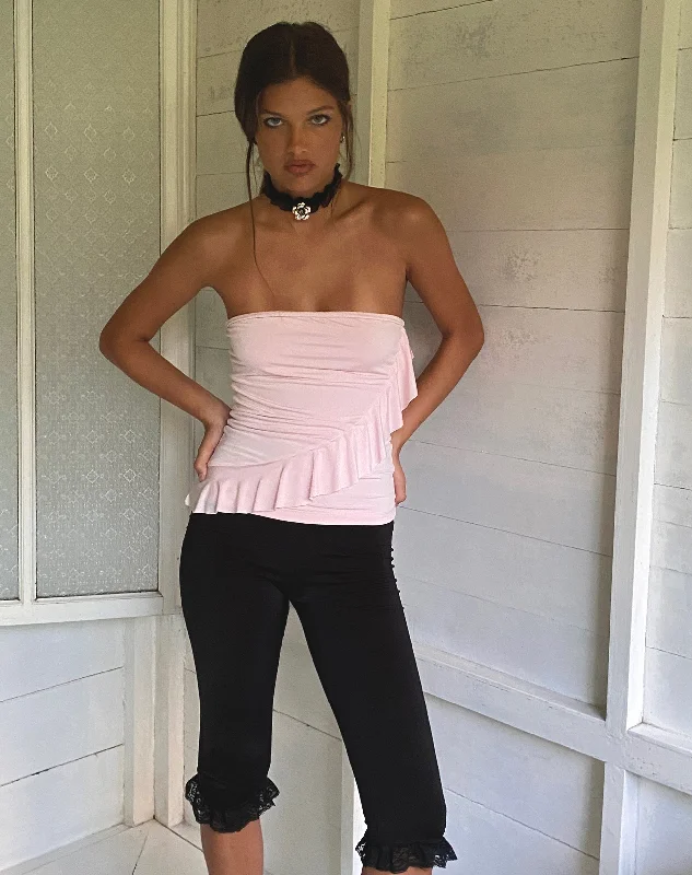 Hurry Up Baylin Ruffle Bandeau Top in Baby Pink